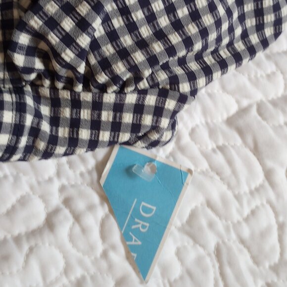 Draper James Navy Gingham Seersucker Draped Halter Swimsuit - Picture 4 of 10